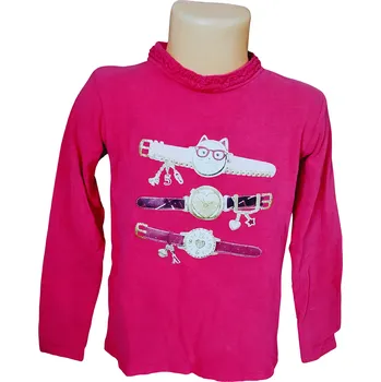 Dívčí tričko GLO-STORY hodinky dlouhý rukáv růžové Barva: Růžová, Velikost: 98