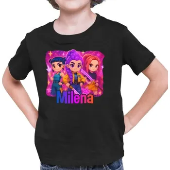 Žertovný předmět Tričkový.cz - Huntrix se jménem - dětské tričko s potiskem pro fanoušky KPop Demon Hunters - personalizovaný produkt