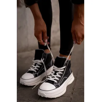 Dámské tenisky Dámské Tenisky Na Platformě Eko Kožené Big Star Černé Velikost: 38