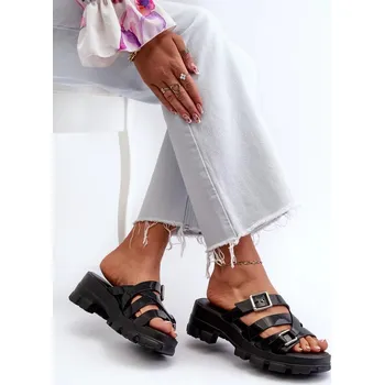 Dámské žabky Dámské pantofle na nízkém podpatku ZAXY černé Velikost: 39