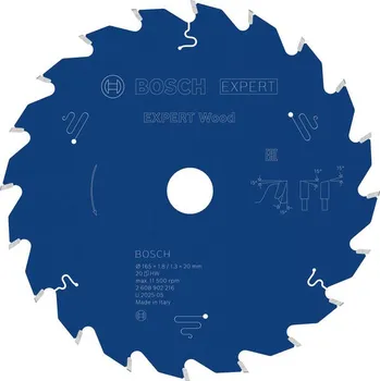Pilový kotouč BOSCH Pilový kotouč EXPERT Wood, 165 × 1,8/1,3 × 20 mm, T20 2608902216 free_store_pickup
