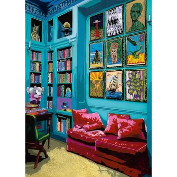 Puzzle Puzzle Heye Pokoj s červenou pohovkou 1000 dílků