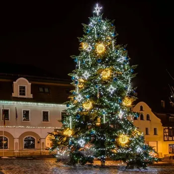 Vánoční ozdoba LED světelná koule, teple bílá, pr. 40 cm, černý kabel
