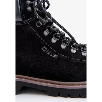 Dámská zimní obuv Semišové Zateplené Kotníkové Boty Traperky Pánské Big Star Hi-Poly System Černé Velikost: 43