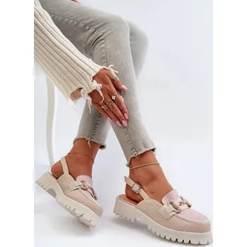 Dámské sandále Dámské sandály na plochém podpatku s ozdobou Béžová D&A Velikost: 36