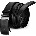 Kožený opasek pánský černý silný opasek ke kalhotám automatická přezka ZAGATTO