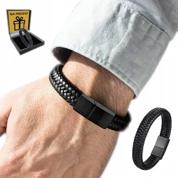 Náramek Bransoletka Skórzana Męska Włoska Gruba Elegantní náramek na ruku