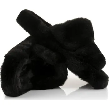 Dámské pantofle PANTOFLE KARL LAGERFELD HYPNOS DOUBLE STRAP SLIP ON BLACK SYNTH FUR