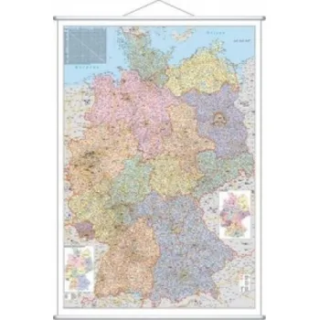 Stiefel Wandkarte Großformat Deutschland, Organisationskarte, mit Metallstäben – (DE)
