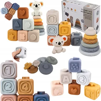 Gumové Stavebnice pro miminka Měkké Senzorické Hračky Kousátka do koupele