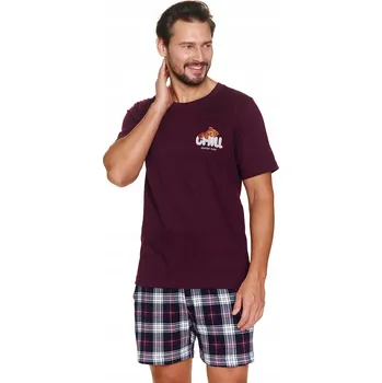 Pánské pyžamo Doctor Nap Pánské pyžamo PMB 7201 burgundy krátký rukáv, velikost L