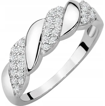 Prsten STŘÍBRNÝ PRSTÝNEK OBRUČ 925 se ZIRKONY vel. 21