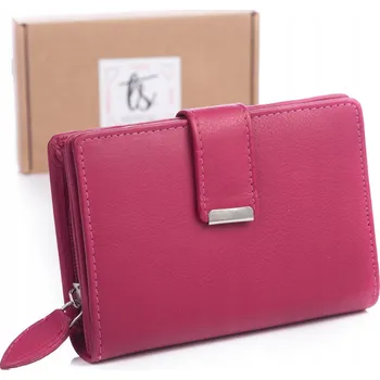 Dámská kožená peněženka střední velikosti z měkké přírodní kůže růžová s RFID