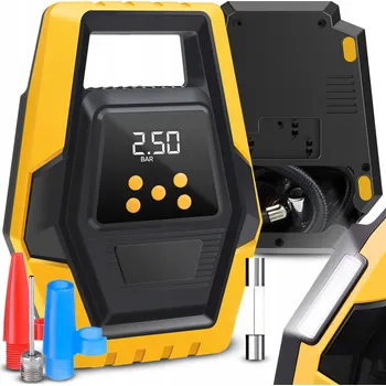 Kompresor AUTOMOBILOVÝ KOMPRESOR PŘENOSNÝ ELEKTRICKÝ HUŠTIČ PNEUMATIK 12V LCD LED