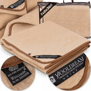 Prostěradlo Deka Wooldream vlněná 140 cm x 200 cm béžová