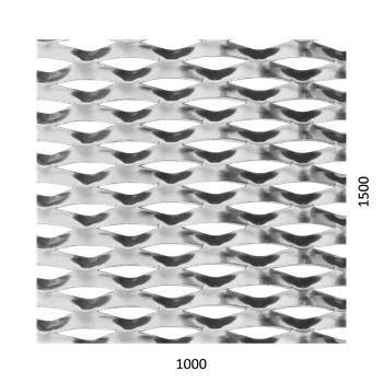 Plech Tahokov Al, kosočtvercové oko: 110x52mm, mostík: 24mm (1000x1500x2mm), orientace oka: rozměr oka 110mm je rovnoběžná s rozměrem tabule 1000mm