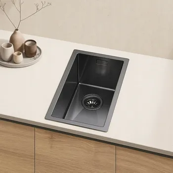 Granitový dřez Jednokomorový dřez VELAZO. ocel černý