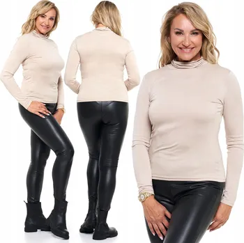 Dámská halenka Bežová blůza s rolákem a dlouhým rukávem velikosti M