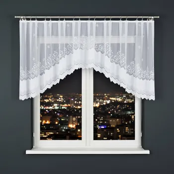 Záclona Dekorační krátká vzorovaná záclona na žabky GENOWEFA 100 bílá 300x100 cm MyBestHome