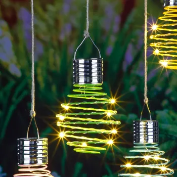 Solární závěsné světlo Spirála zelená