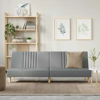 Pohovka zahrada-XL Rozkládací pohovka světle šedá textil 351881