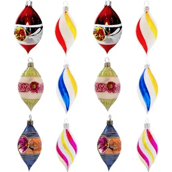 Vánoční ozdoba Koulier Skleněné vánoční ozdoby Retro - Olivy 12 ks