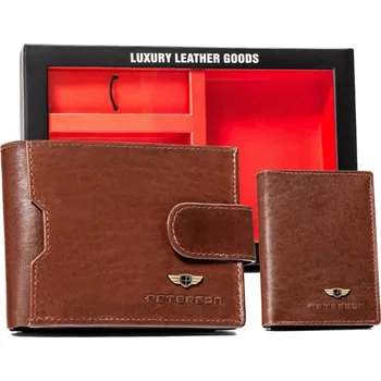 Peněženka Peterson pánská peněženka z přírodní kůže hnědá - muž