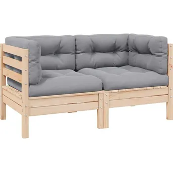 Zahradní pohovka vidaXL 2místná zahradní pohovka s poduškami masivní borovice [838155] Barva: Krémová a antracitová