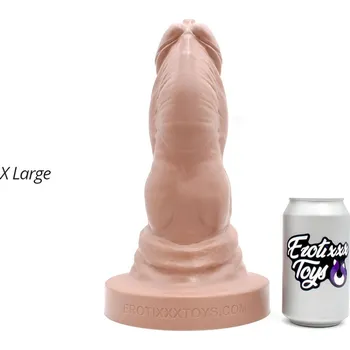 Dildo Erotixxx Toys Bulldog Pale Flesh 75% XL, prémiové silikonové dildo s Vac-U-Lock 31,6 x 7,3–11,5 cm