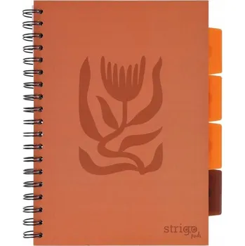 Kroužkový Blok s děrováním B5, 100 listů, s rozřazovači STRIGO PADS Floral cihlový