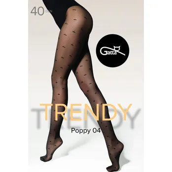 Dámské punčochy Punčocháče vzorované Gatta Poppy 04 40 DEN černé Nero velikost 2