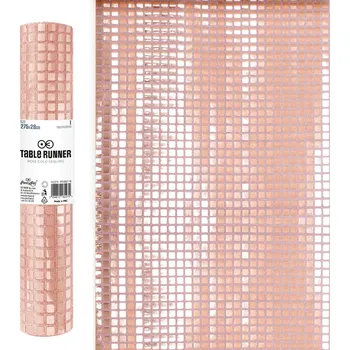 ubrus BĚHOUN NA STŮL HLADKÝ RŮŽOVO ZLATÝ FLITRY ELEGANTNÍ 28x275 cm