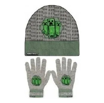 Čepice MINECRAFT podzimní-zimní čepice + rukavice 56cm