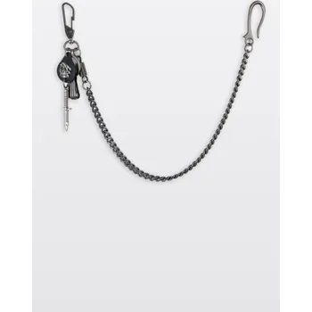 Řetízek Reporter Young | Chlapecký stříbrný řetízek na kalhoty s přívěskem lebky a meče - Barva STŘÍBRNÁ, Velikost R2 253-0996B-43-199-1