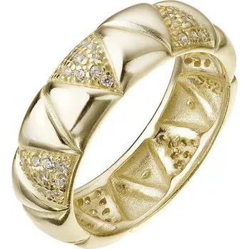 Náušnice Pozlacený prsten s vzor se zirkony 15035.1 52