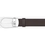 MONTBLANC - Přezka podkovy černo/hnědý 30 mm oboustranný kožený opasek