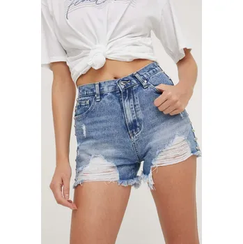 Dámské kraťasy Džínové šortky Answear.LAB dámské, s aplikací, high waist JK5021.KK modrá 55X, vel. XL