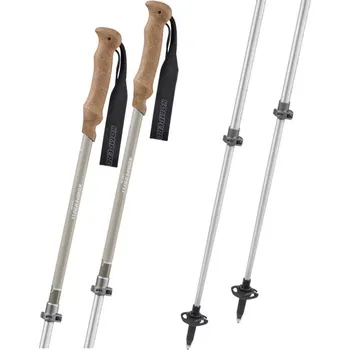 Trekingová hůl Hůlky Komperdell Ridgehiker Cork Powerlock Compact 90-120 šedá/hnědá/stříbrná