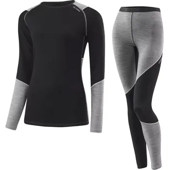 Set dámského termoprádla Set Löffler LONG TRANSTEX MERINO 44/XXL černá/šedá