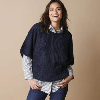 Dámské tričko Pulovr s netopýřími rukávy k loktům nám.modrá 50