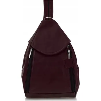 Kabelka Belveder bordó Elegantní Batoh Dámský Kožený a Kabelka 2v1 Rene