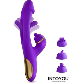 Vibrátor Intoyou Siter 2.0, silikonový vibrátor na bod G a klitoris s vyměnitelnými nástavci 25,1 x 4,2 cm