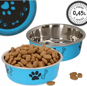 Miska pro psa Sada dvou kovových misek Barry King modrá 0,45 l
