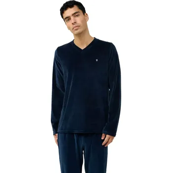 Pánské pyžamo Pánské luxusní sametové pyžamo s výstřihem do V Vamp 23704 blue blazer velikost XL