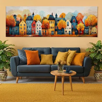 Obraz Obraz na plátně - Barevné městečko Preston FeelHappy.cz Velikost obrazu (šířka x výška): 180 x 60 cm