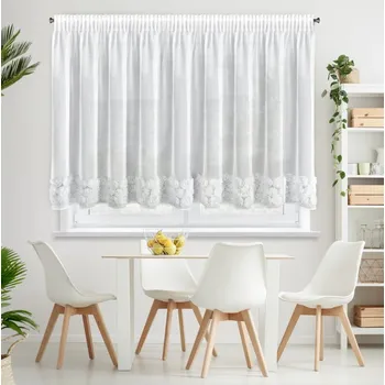 Záclona Hotová bílá záclona ROSES 4 na pásce 350x160cm