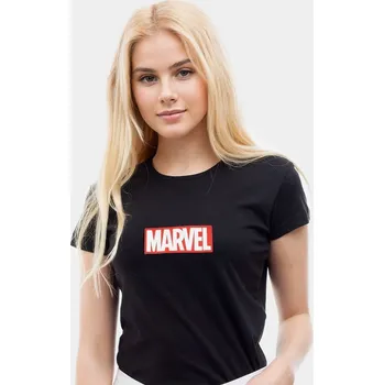TRIČKO MARVEL LOGO TRIČKO Dámské s krátkým rukávem MODNA Černá S
