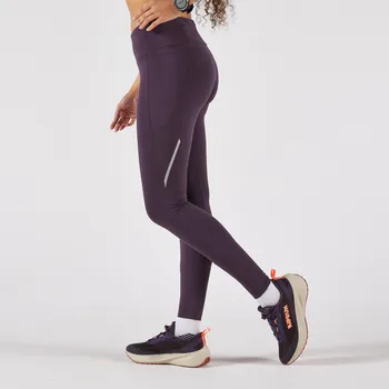 Dámské legíny KIPRUN Dámské běžecké zateplené legíny Run 500 Warm S FIALOVÁ|MODRÁ