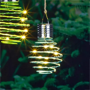 Solární závěsné světlo Spirála modrá