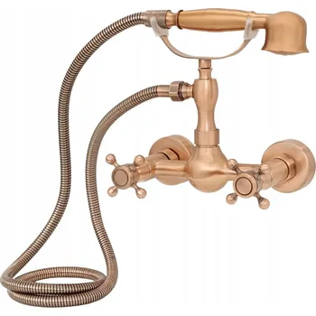 Vodovodní baterie Dvouúchytová nástěnná vanová a sprchová baterie Rustikální měděné úchyty Copper zlatá